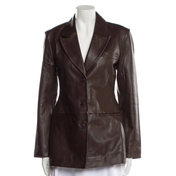 Reformation Veda Bowery Blazer Jacket in Chocolate Brown XS - Picture 2 of 5